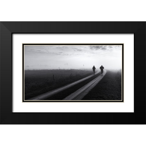 Disappearing Black Modern Wood Framed Art Print with Double Matting by Klesse, Andreas