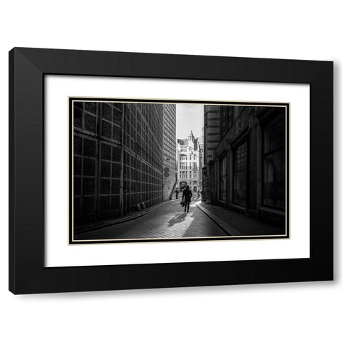 To The Office Black Modern Wood Framed Art Print with Double Matting by Koer, Jaap