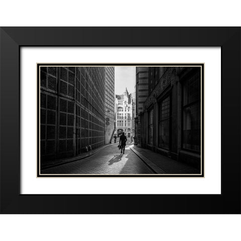 To The Office Black Modern Wood Framed Art Print with Double Matting by Koer, Jaap