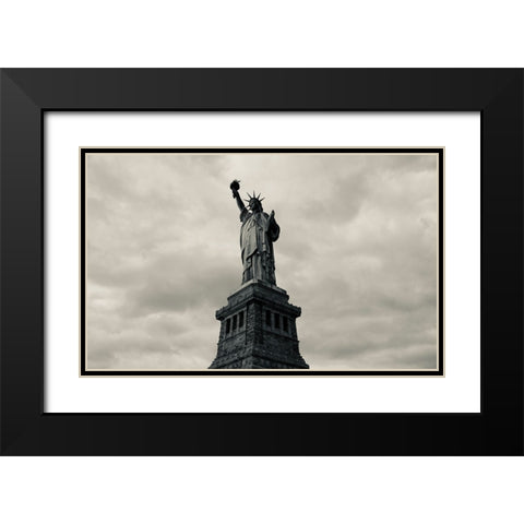 GOD BLESS AMERICA Black Modern Wood Framed Art Print with Double Matting by Liu, Xiaoyang
