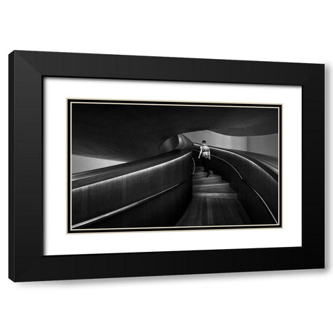 Stairs 7 Black Modern Wood Framed Art Print with Double Matting by Zhou, Steven