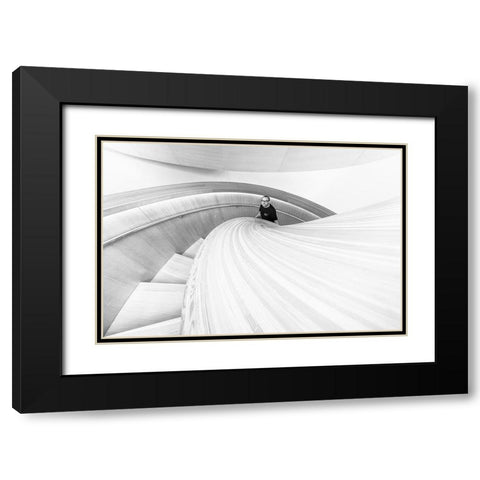 Stairs 8 Black Modern Wood Framed Art Print with Double Matting by Zhou, Steven