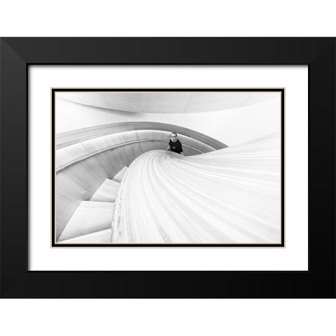 Stairs 8 Black Modern Wood Framed Art Print with Double Matting by Zhou, Steven