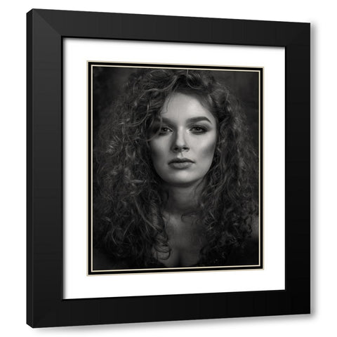 Portrait Of A Young Woman Black Modern Wood Framed Art Print with Double Matting by Mighorst, Ineke