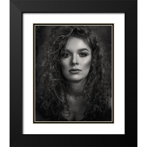 Portrait Of A Young Woman Black Modern Wood Framed Art Print with Double Matting by Mighorst, Ineke