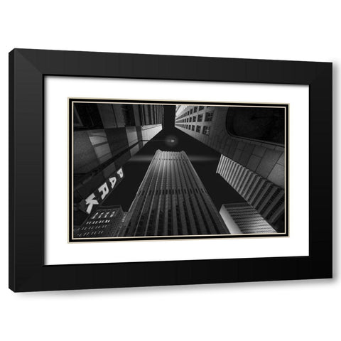 Skyscrapers-3 Black Modern Wood Framed Art Print with Double Matting by Zeng, Jiahong