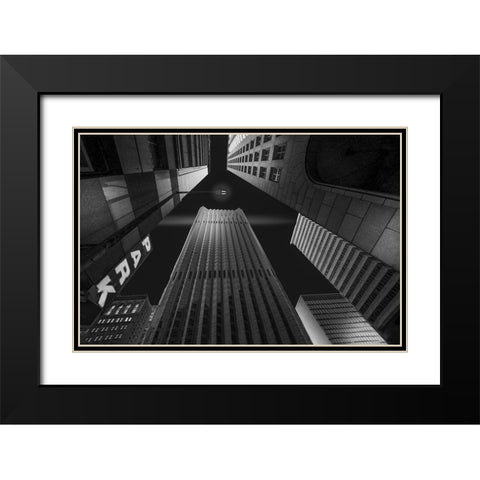 Skyscrapers-3 Black Modern Wood Framed Art Print with Double Matting by Zeng, Jiahong