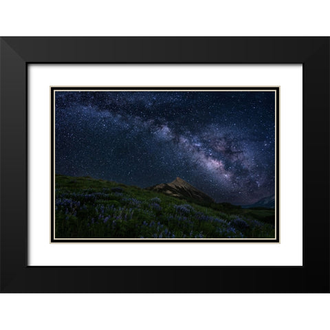 Night Sky Over A Mountain Ridge Black Modern Wood Framed Art Print with Double Matting by Cai, James