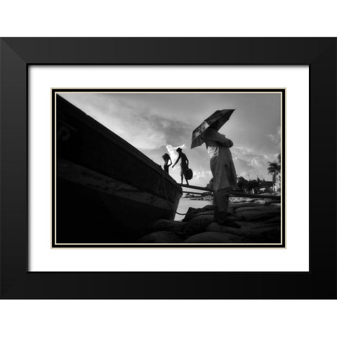 Work In Life Black Modern Wood Framed Art Print with Double Matting by Jumen Khan, Md.