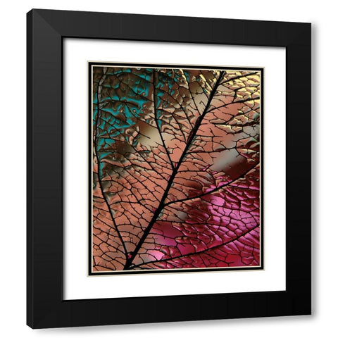 Glass Leaf Black Modern Wood Framed Art Print with Double Matting by Lesica, Ivan