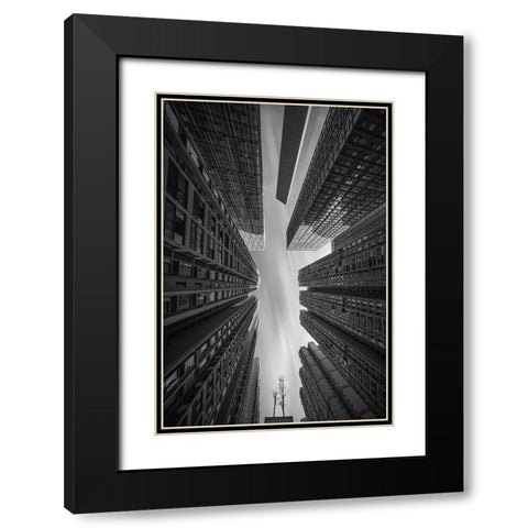 Forest City Black Modern Wood Framed Art Print with Double Matting by Tianqi