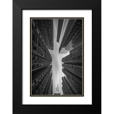 Forest City Black Modern Wood Framed Art Print with Double Matting by Tianqi