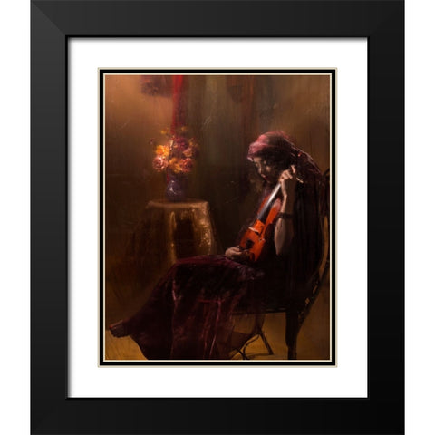 Musician Black Modern Wood Framed Art Print with Double Matting by Marjanmashhadi