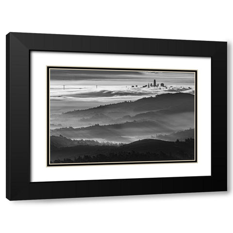 Dream City Black Modern Wood Framed Art Print with Double Matting by Mao, Yun