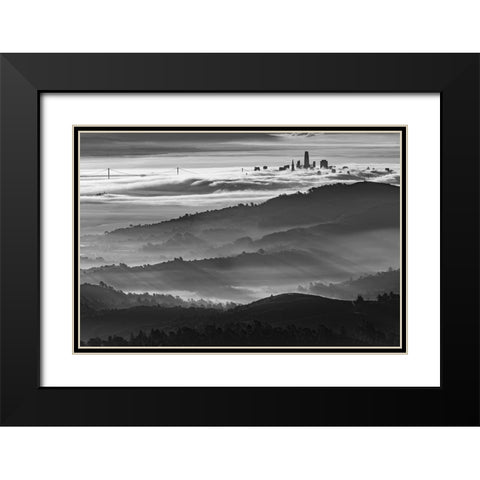 Dream City Black Modern Wood Framed Art Print with Double Matting by Mao, Yun