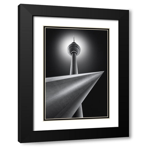 Sputnik Black Modern Wood Framed Art Print with Double Matting by Figueras, Antoni