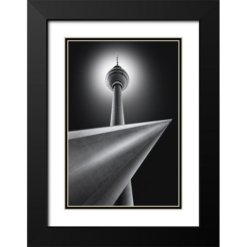 Sputnik Black Modern Wood Framed Art Print with Double Matting by Figueras, Antoni