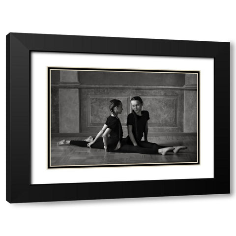 Twins Black Modern Wood Framed Art Print with Double Matting by Kapsha, Eduards