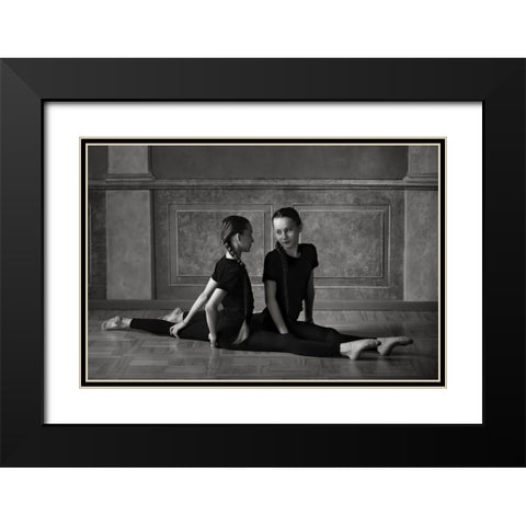 Twins Black Modern Wood Framed Art Print with Double Matting by Kapsha, Eduards