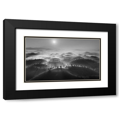 New Day In Long Coc Tea Hill Black Modern Wood Framed Art Print with Double Matting by Tan Tuan, Nguyen