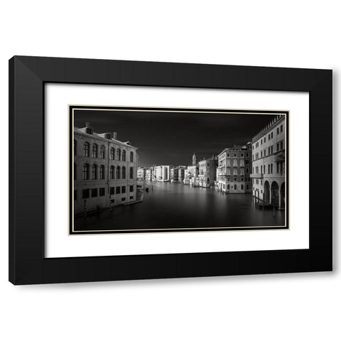 Grand Canal Black Modern Wood Framed Art Print with Double Matting by Pessotto, Tommaso