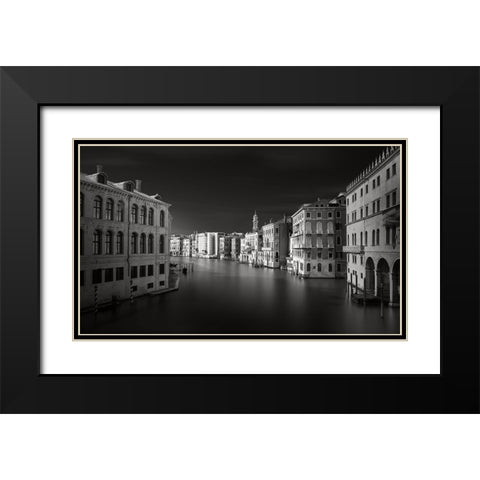 Grand Canal Black Modern Wood Framed Art Print with Double Matting by Pessotto, Tommaso