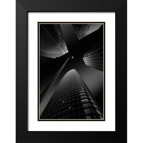 San Francisco Landmarks Black Modern Wood Framed Art Print with Double Matting by Shu, Rong