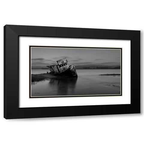 An Old Ship Black Modern Wood Framed Art Print with Double Matting by Zhang, Annie