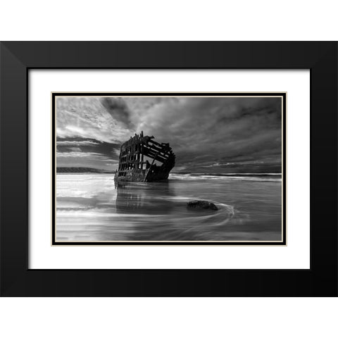 The Flowing Years Black Modern Wood Framed Art Print with Double Matting by Shi, Mei