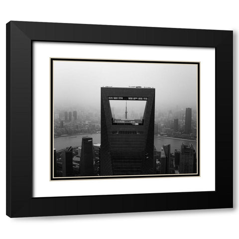 Corkscrew Building Black Modern Wood Framed Art Print with Double Matting by Chiriaco, Carmine