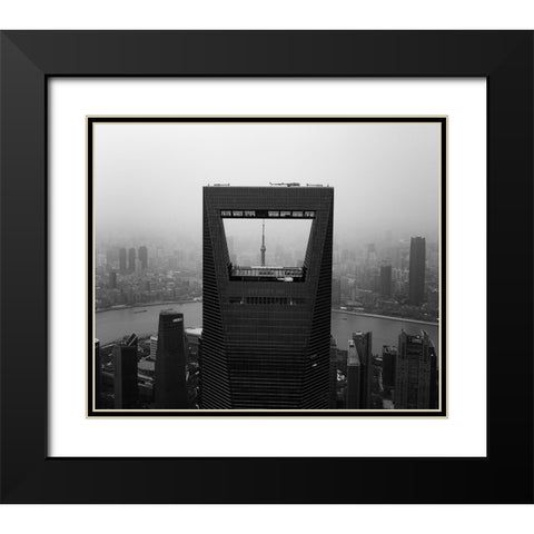 Corkscrew Building Black Modern Wood Framed Art Print with Double Matting by Chiriaco, Carmine