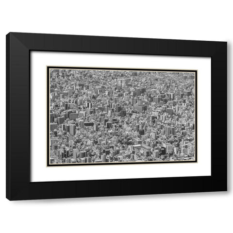 Tokyo texture Black Modern Wood Framed Art Print with Double Matting by Higa, Kengo
