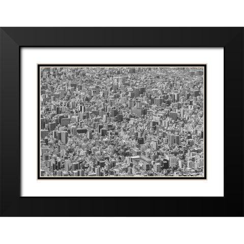 Tokyo texture Black Modern Wood Framed Art Print with Double Matting by Higa, Kengo