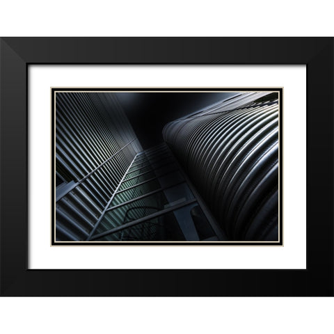 Industrial Building Black Modern Wood Framed Art Print with Double Matting by Ruckert, Stephan