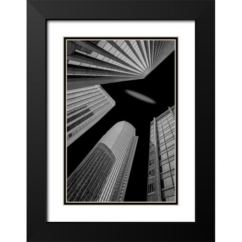 Skyscraper Black Modern Wood Framed Art Print with Double Matting by Mao, Yun