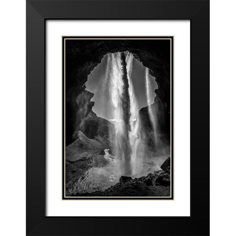 behind the waterfall Black Modern Wood Framed Art Print with Double Matting by Reichelt, Dieter