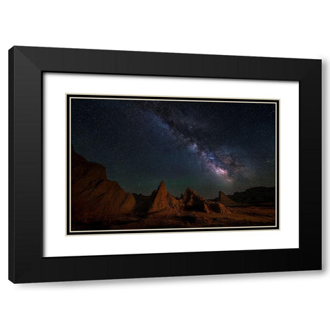 Night Sky Of Badlands Black Modern Wood Framed Art Print with Double Matting by P., Ruiqing
