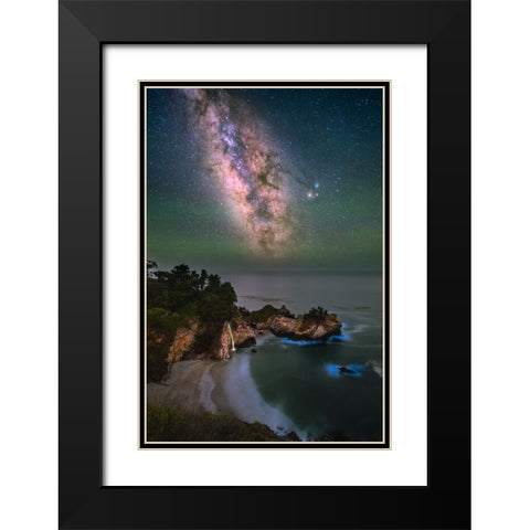 Milky Mcway Falls Black Modern Wood Framed Art Print with Double Matting by Li, Sophia