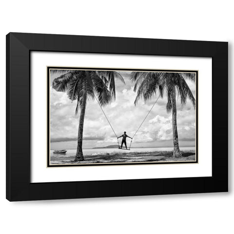 Tropical Playground Black Modern Wood Framed Art Print with Double Matting by Long, Kieron
