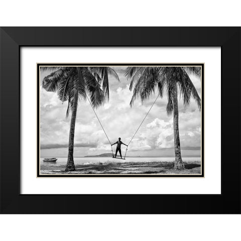 Tropical Playground Black Modern Wood Framed Art Print with Double Matting by Long, Kieron