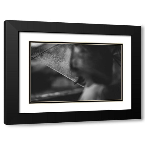 Rain Black Modern Wood Framed Art Print with Double Matting by H112O1