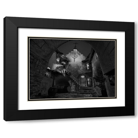 Normandy Village Black Modern Wood Framed Art Print with Double Matting by Zeng, Jiahong