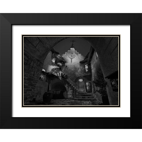 Normandy Village Black Modern Wood Framed Art Print with Double Matting by Zeng, Jiahong
