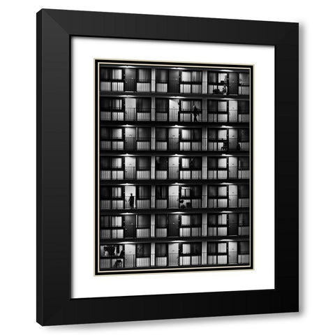 The Flat Black Modern Wood Framed Art Print with Double Matting by Shu, Rong