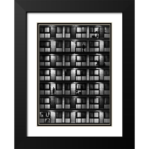 The Flat Black Modern Wood Framed Art Print with Double Matting by Shu, Rong
