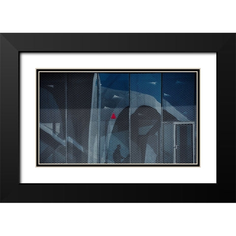 Emergency Door 02 Black Modern Wood Framed Art Print with Double Matting by Alsharif, Yahia