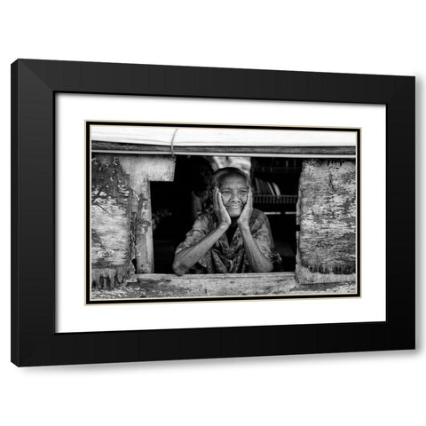 Boat Window Black Modern Wood Framed Art Print with Double Matting by Long, Kieron