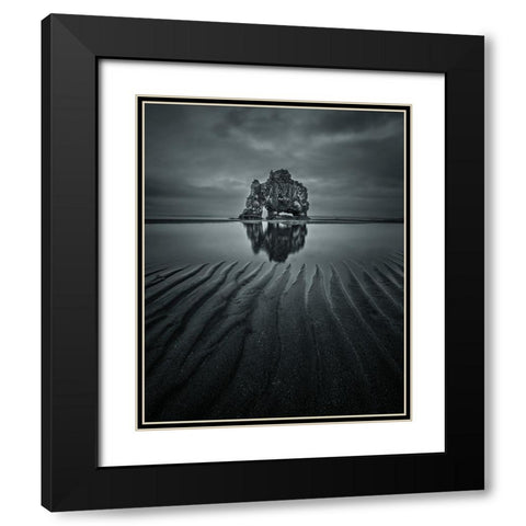 Hvitserkur Black Modern Wood Framed Art Print with Double Matting by Guo, David