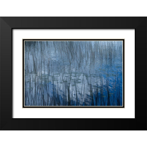 Abstract Riet Black Modern Wood Framed Art Print with Double Matting by Bouhuijzen, Ina