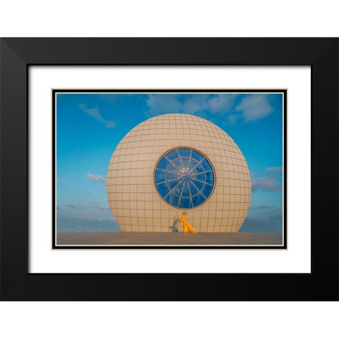Yellow Black Modern Wood Framed Art Print with Double Matting by Nitzan, Oshrit